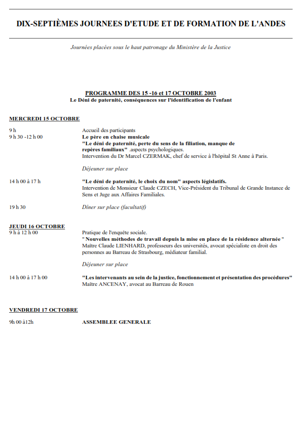 17 èmes journée d'étude et de réflexion