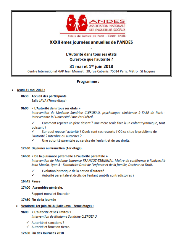 32 èmes journées annuelles de l'ANDES
